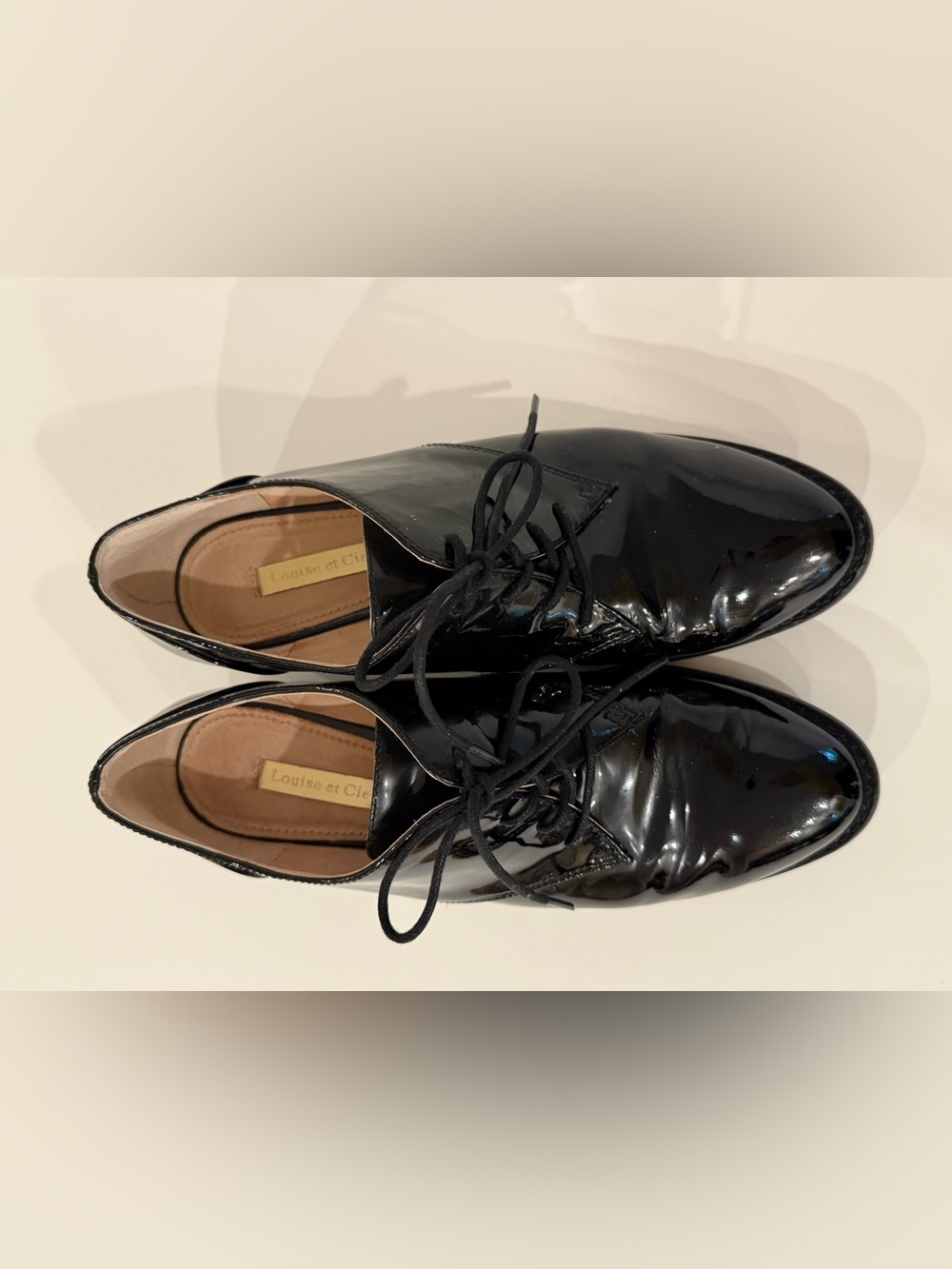 Louise et Cie Black Patent Lace-Up Heeled Oxfords